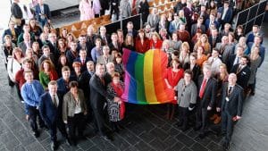 LGBTHM AM and staff flag photo (3)