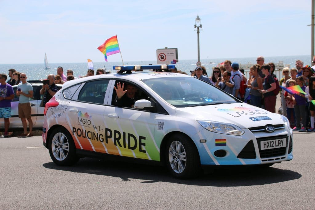 Hampshire Constabulary LAGLO car at Brighton Pride 2015 two